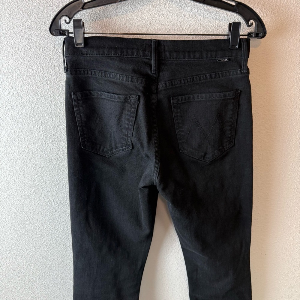 MOTHER Denim The Rascal Ankle Fray Straight Leg Jeans Pitch Black Women’s 28 - Picture 9 of 15